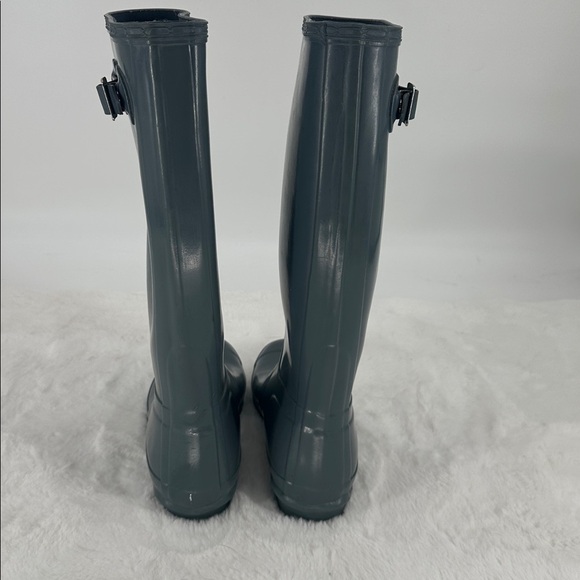 Hunter Gray Gloss Tall Rain Boots Size 7 - Picture 3 of 8